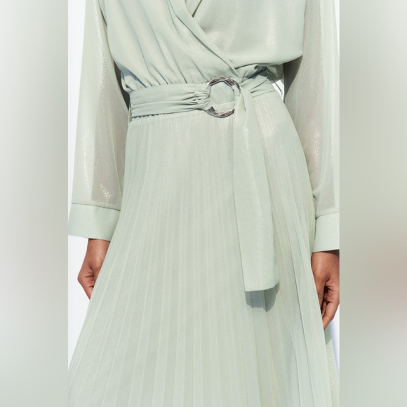 ZARA PLEATED FOIL DRESS - Picture 3 of 9